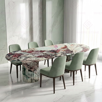 Table à manger en marbre vert au design moderne, table centrale en pierre naturelle pour villa, bureau, maison et usage commercial
