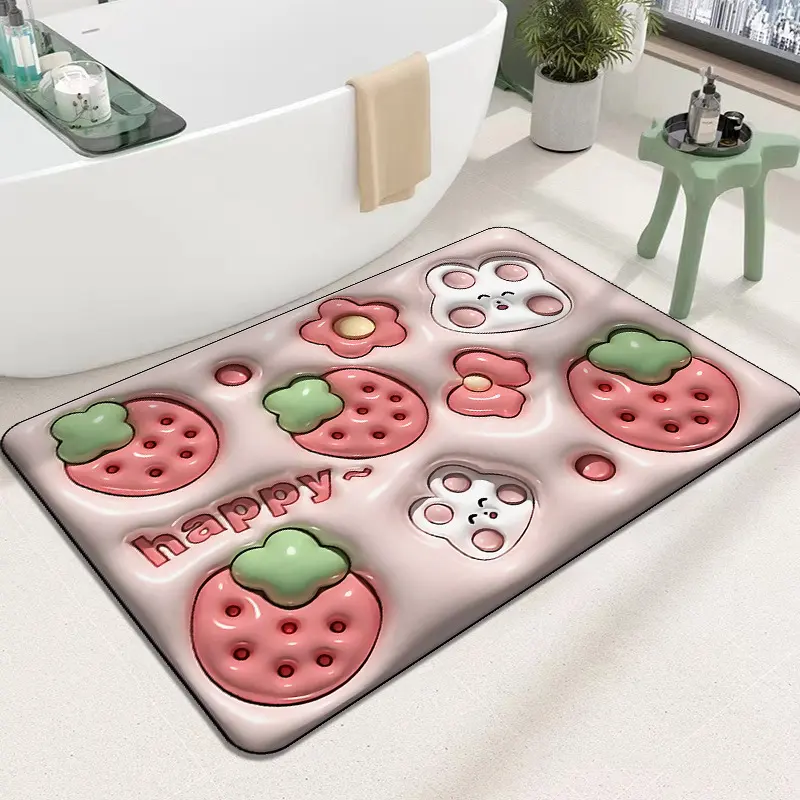 Non Slip Bath Rugs for Bathroom Durable kids diatomite bath mat Bright 3d printed bath mat Clearance Mats