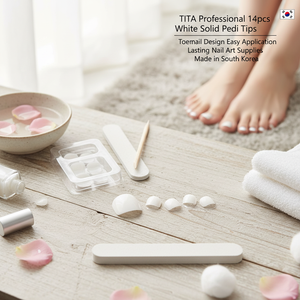 TITA Professional - 14 Uñas Postizas Blancas Sólidas para Diseño de Uñas de los Pies, Fácil Aplicación, Larga Duración, Accesorios para Arte de Uñas, Hechas en Corea del Sur - Product Image 3