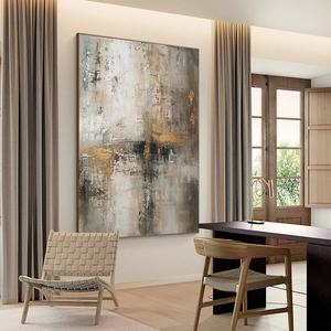Art mural abstrait noir et beige, toile luxueuse pour décoration moderne, peinture murale artisanale, art mural sur toile - Product Image 3