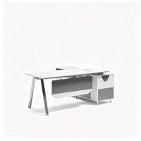Bureau de travail moderne et simple pour employés avec armoire de rangement latérale et pieds en métal en forme de A