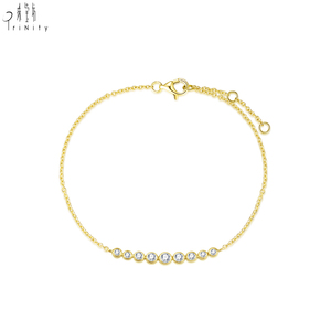 Newest Products Daily Wearing Hand Crafted Exquisite Bracelet Jewelry 18K <b>Solid</b> Yellow <b>Gold</b> Shiny Real Natural Diamonds Bracelet - Product Image 2