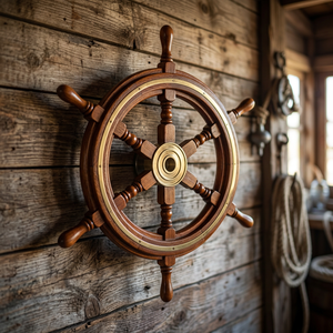 Handcrafted <b>Wooden</b> Ship Wheel Wall Decoration Antique Style Polished Technique TMI Brand Uttarakhand Love Theme for Home Decor - Product Image 5