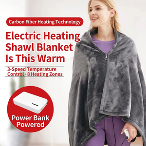 <b>USB</b> Heated Shawl Blanket Carbon Fiber <b>Heating</b> 3 Heat Settings 8 Zone Warmed Fleece Throw for Travel Home Office - Product Image 5