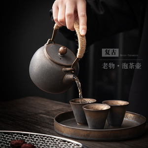 Théière en céramique rétro avec poignée, grande capacité pour usage domestique, style chinois avec filtre - Product Image 3