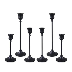 Juego de Portavelas Cónicos Negros Mate Modernos, Hechos a Mano, Ecológicos, Decoración Navideña para el Hogar, Construcción Resistente de Hierro/Aleación de Zinc - Product Image 1