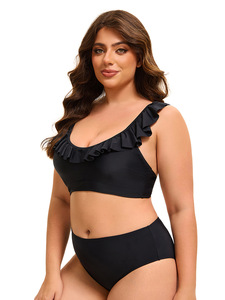 Bikini triangular sin espalda Sexy de estilo americano europeo de talla grande, transpirable y ecológico, traje de baño deportivo con patrón sólido - Product Image 3