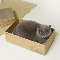 Lot de 5 grattoirs pour chat durables avec boîte, grattoir réversible pour chats d'intérieur de petite taille, planche à gratter en carton remplaçable