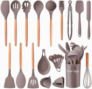 Juego de Utensilios de Cocina Resistentes al Calor de 22 Piezas, Herramientas de Cocina de Silicona Gris para Sartenes Antiadherentes, Idea de Regalo de Navidad - Product Image 1