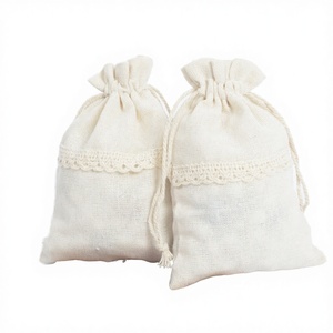 Eco-Friendly Pure Color <b>Canvas</b> Drawstring <b>Mini</b> Bag with Letter Pattern Extra Large Size for Jewelry Cosmetics and Small Things - Product Image 2