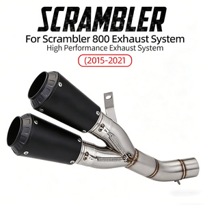 Para <span class=keywords><strong>Ducati</strong></span> <span class=keywords><strong>Scrambler</strong></span> 800 2015-2021, Sistema de Escape de Motocicleta con Doble Salida y Tubo de Conexión Central, Modificado con Dos Silenciadores de 51mm - Product Image 1