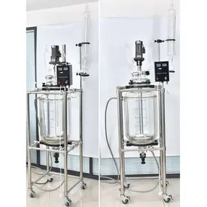 化学反应器价格混合100升玻璃反应器双层防爆混合器，带冷却器/加热器和真空