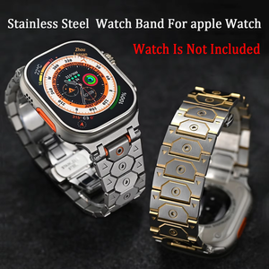 Correa de reloj de acero inoxidable de lujo para Apple Watch serie 11, 10, 9, Ultra 3, serie completa, con cierre de mariposa, correa metálica. - Product Image 2
