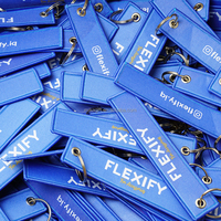 Gepersonaliseerde Borduurwerk Sleutelhangers Custom Ronde Sleutelhanger Geweven Sleutelhanger Stof Auto Sleutelhanger