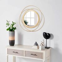 Haute qualité métal rond or moderne luxe décoratif mur miroir Art Design hôtel décor à la maison
