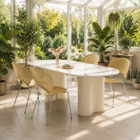 Ensemble de table à manger en marbre, plateau rectangulaire en pierre frittée, base en métal, mobilier de salle à manger élégant pour hôtel, restaurant