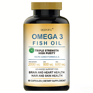 Huile de poisson oméga-<span class=keywords><strong>3</strong></span> OEM 2000 mg, triple concentration, haute pureté, non-OGM, capsules à enrobage entérique, améliore l'immunité, le cerveau, le cœur, les cheveux, la <span class=keywords><strong>peau</strong></span> - Product Image 1