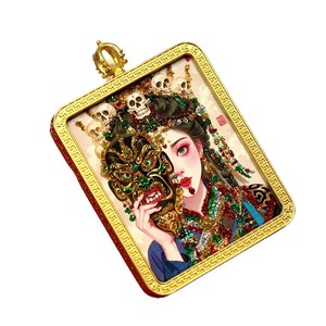 กล่องทองภาพทอง Thangka Gau Zha Ji La Mo จี้โลหะผสมกล่อง Thangka - Product Image 3