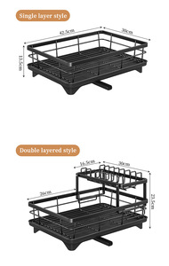 Estante de Almacenamiento para Cocina, Pequeño, de Dos Niveles, para Escurrir Platos, Ollas y Sartenes, Ecológico, Multifuncional, Herramientas de Limpieza de Metal - Product Image 6