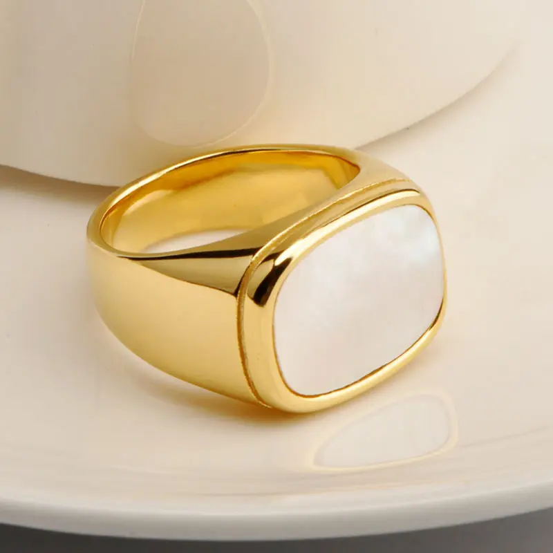 Модные 18-каратные Позолоченные квадратные ювелирные изделия кольца из нержавеющей стали натуральный корпус кольцо для женщин