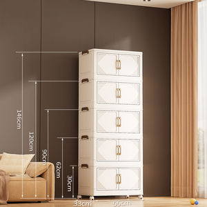 8094-4 Standard prix de gros <span class=keywords><strong>portable</strong></span> pliable clair armoire collations poupée articles divers boîte de rangement en plastique avec roues de couvercle - Product Image 3