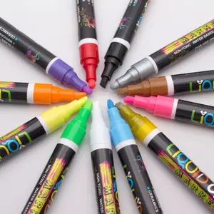 Vloeibare Krijt Pen Verf Marker Blackboard Marker Pen Fluorescerende Pennen Met Omkeerbare Punt