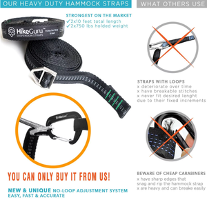 Accesorios Prácticos y Duraderos para Hamacas <span class=keywords><strong>de</strong></span> Camping, Juego <span class=keywords><strong>de</strong></span> Correas para Hamaca MalloMe para Camping, Senderismo y Playa - Product Image 3