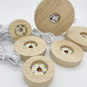 Bóng pha lê 3D 6cm 8cm 10cm 12cm, lọ thủy tinh trang trí, đèn <span class=keywords><strong>LED</strong></span> tròn, đế gỗ - Product Image 6