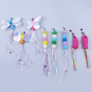 Cabezas de repuesto para varita de juguete para gatos de plástico con diseños de <span class=keywords><strong>mariposa</strong></span>, <span class=keywords><strong>oruga</strong></span> y ratón, con cascabel - Product Image 1
