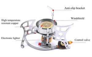 Réchaud de camping portable à allumage piézoélectrique, stable, résistant au vent, pour la cuisson en plein air, la randonnée - Product Image 3