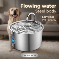 Fontaine à eau automatique pour chat et chien en acier inoxydable 3,2 L avec fenêtre de niveau d'eau, disponible en OEM