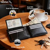 Dompet Kulit Asli Lipat Pendek RFID dengan Tempat Kartu Lepas Pasang, Dompet Jepit Uang Multifungsi untuk Pria