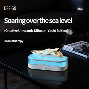 Essential Oil <b>Diffuser</b> Ultrasonic Aroma <b>Diffuser</b> Yacht Design with Colorful <b>LED</b> Light for Bedroom - Product Image 1