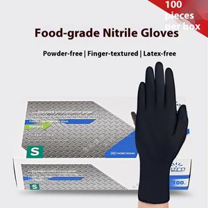 قفازات السلامة الخاصة للاستخدام مرة واحدة من النتريل الأسود اللاتكس سميكة مقاومة للاهتراء المشمسة لحماية الفحص الطبي - Product Image 5