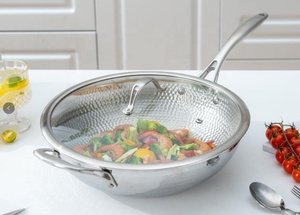<span class=keywords><strong>Wok</strong></span> en titane non revêtu de 32cm, martelé à la main, adapté à plusieurs sources de chaleur - Product Image 4