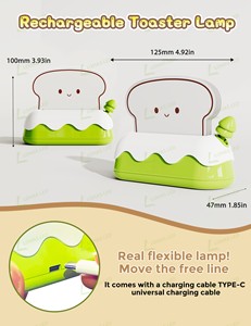 Veilleuse de chevet LOHAS <span class=keywords><strong>Kawaii</strong></span> en forme de grille-pain, rechargeable USB Type-C, lumières LED RGB à changement de couleur pour chambre et chambre d'enfant - Product Image 6