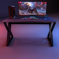 Table de jeu, grand bureau d'ordinateur, bureaux ergonomiques pour le travail à domicile, postes de travail pour joueurs de PC en forme de Z avec porte-gobelet