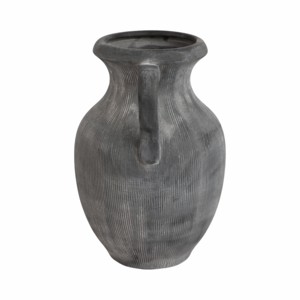 Vaso a forma di brocca con texture e manico, superficie a coste, decorazione in ceramica per soggiorno, complemento d'arredo moderno, espositore scultoreo - Product Image 4