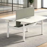 Bureau debout électrique commercial réglable en hauteur avec panneau d'intimité, mobilier de bureau modulaire pour espace de travail ouvert