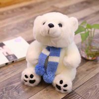 Ours polaire en peluche blanc mignon de 15 cm et 26 cm avec écharpe pour enfants