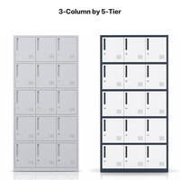Armoire de rangement métallique à 15 portes avec serrure à clé pour écoles, gymnases, vestiaires, bureaux, employés, personnel, usage industriel