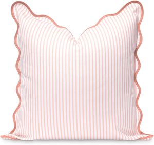 Fodera <span class=keywords><strong>per</strong></span> <span class=keywords><strong>cuscino</strong></span> lombare smerlata in cotone stampato a righe con bordo a contrasto, beige, <span class=keywords><strong>per</strong></span> interni ed <span class=keywords><strong>esterni</strong></span> (solo fodera) - Product Image 4