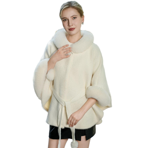 Women Elegant Faux Fur Shawls with Sleeve Belt Flurry Winter Warm Cloak Fashion Shawl <b>Wrap</b> for Wedding Cocktail - Product Image 6