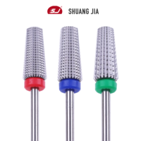 SHUANGJIA Fraise à ongles électrique professionnelle en carbure de 6,8 mm incrustée de diamants, accessoire de polissage en acier pour gel