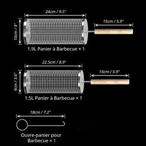 Cestas Redondas de Acero Inoxidable 304 para Asar a la Parrilla, Cestas para Asar a la Parrilla con Carbón, de Acero Inoxidable al Carbono, para Asar al Aire Libre - Product Image 2