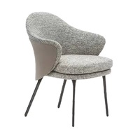 Chaise de salle à manger en coton et lin, design nordique, luxe léger, pour maison, bureau, petit appartement, usage commercial, avec structure métallique