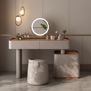 Wabi-Sabi inspiré commode vanité selle cuir incrustation bois massif Console chambre placard zone coiffeuse - Product Image 6