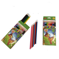 Ensemble de crayons de couleur écologiques bicolores avec forme hexagonale et logo personnalisé pour expressions créatives