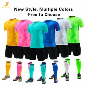Nouveau <span class=keywords><strong>Maillot</strong></span> de Football d'Entraînement Algérie Cap-Vert Col en V Motif à Carreaux Manches Courtes Séchage Rapide Respirant Kits de Maillots de Football pour Hommes Été - Product Image 1