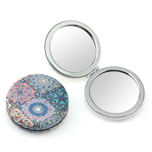 Round <b>Foldable</b> Makeup <b>Mirror</b> Compact Double Sided PU Leather Vintage Mandala Compact <b>Mirror</b> for Purses Portable for Daily Use - Product Image 2